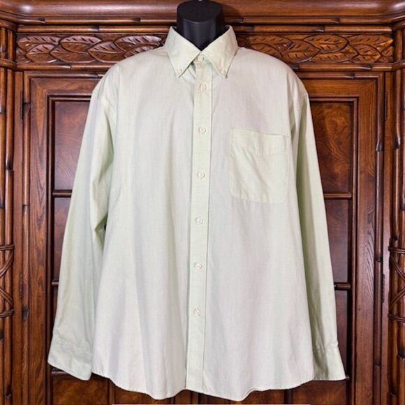 Izod Light Green Wrinkle Free 100% Cotton Button Down Shirt - Picture 1 of 11